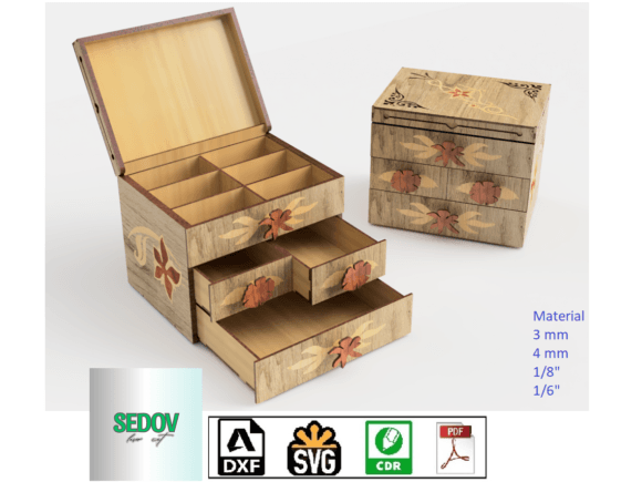 Casket 3D Patterns Laser Cut Floral Box
