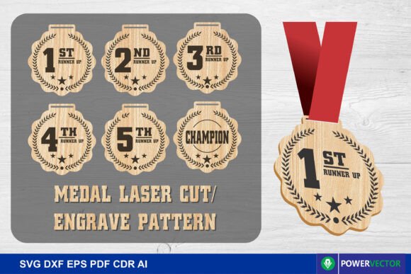 Champion Medal Laser Cut Engrave Files