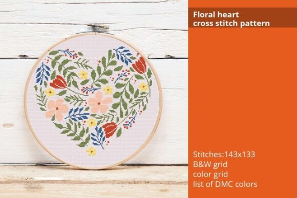 Embracing the Charm of Handcrafted Love: A Deep Dive into the Floral Heart Cross Stitch Pattern by Petit Citron