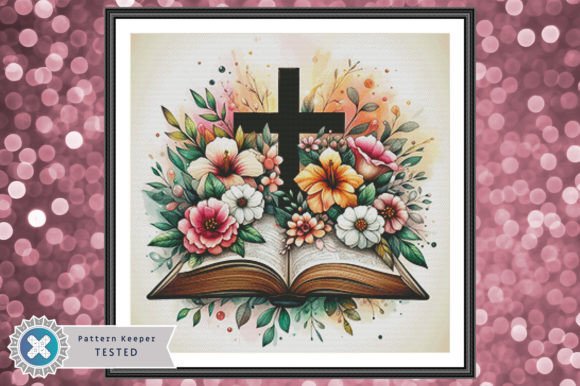 Floral Cross Bible Cross Stitch Pattern: A Large-Scale Project for Dedicated Crafters