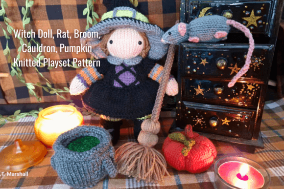 Witch, Rat, Broom, Cauldron, Pumpkin